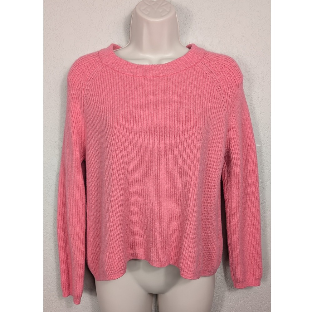Tahari Pink Knit Sweater Women's Size S‎ Long Sleeve Ribbed Crew Neck Coral